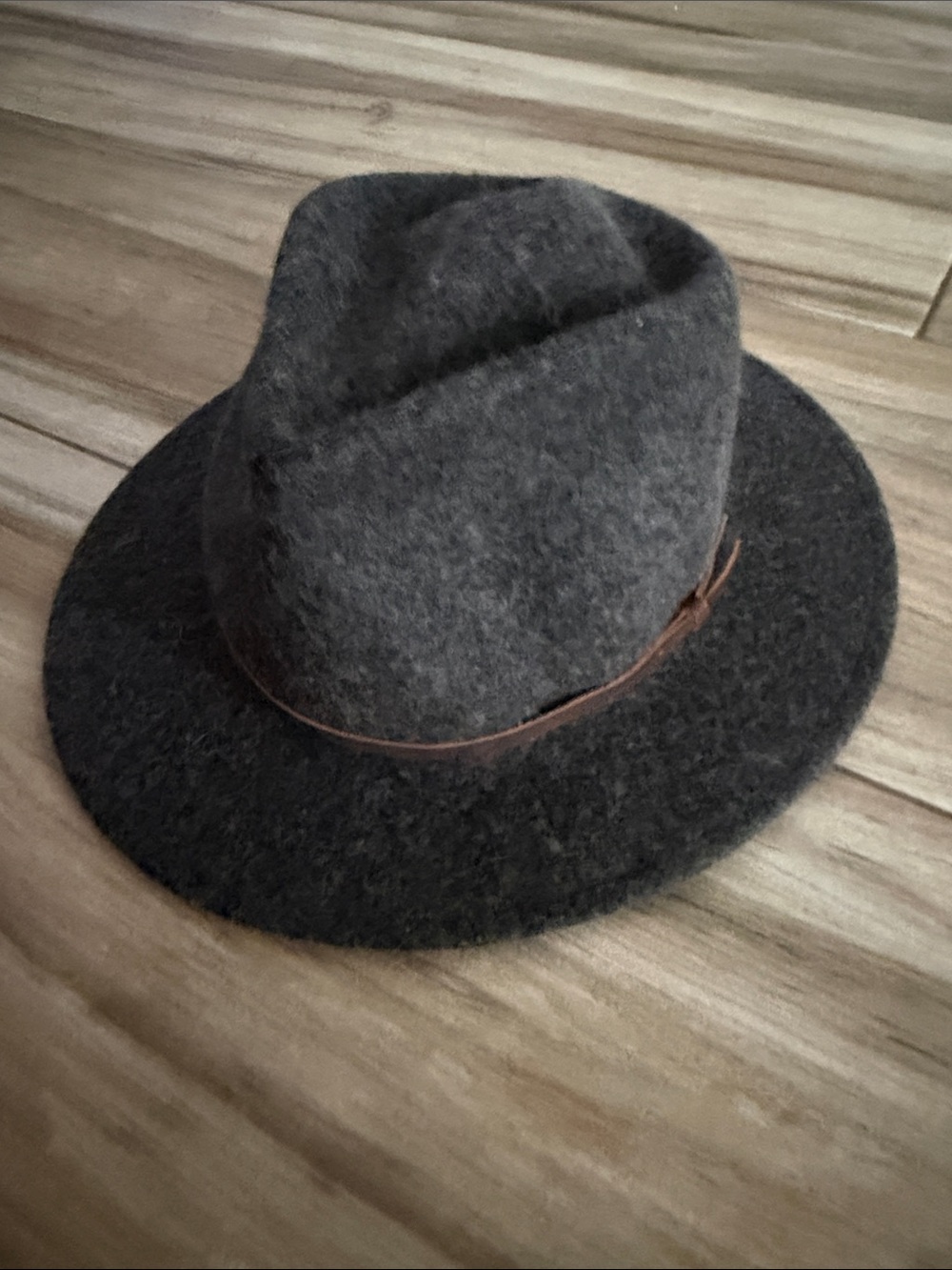 Yellow 108 Grey wool Fedora with Leather Band